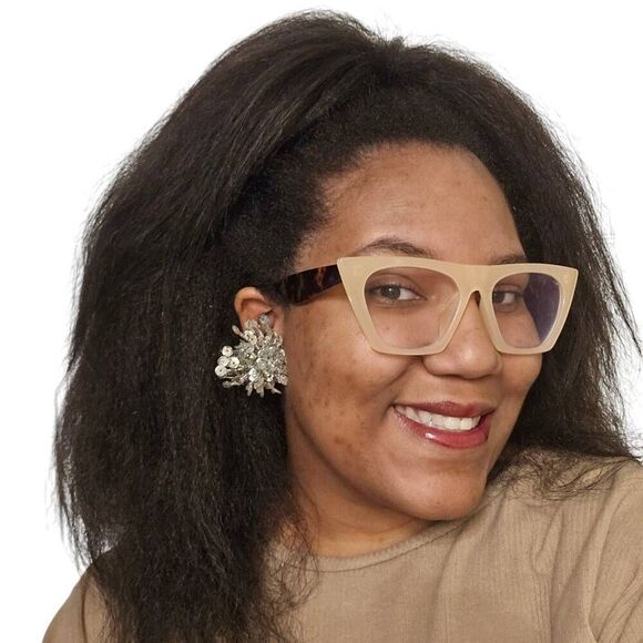 Vintage Cluster-Style Silver Sequin & Beaded Earrings | 2.25" Statement Design - Picture 1 of 4
